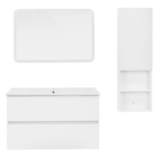 Mueble De Baño Al Suelo Con Lavabo Cerámico, 3 Cajones Con Cierre  Amortiguado Y Organizador, 70 Cm Blanco Brillo - Tirador Cromo Brillo con  Ofertas en Carrefour