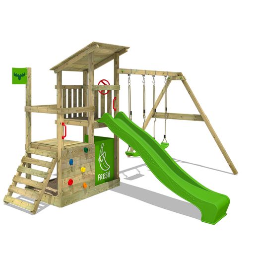 Wickey Parque Infantil de Madera MultiFlyer con Columpio y tobogán