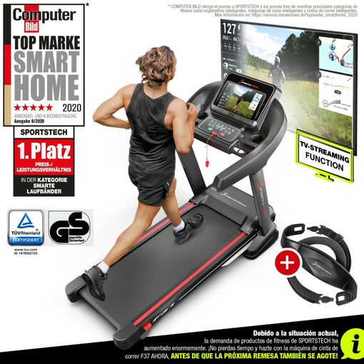 Sportstech F37s Plegable Cinta de Correr, Equipada con LED Cinta de Correr  Plegable con 12 Niveles de Inclinación, 7 CV Cinta de Andar, Acolchada Cinta  Correr Plegable con Consola Multimedia : 