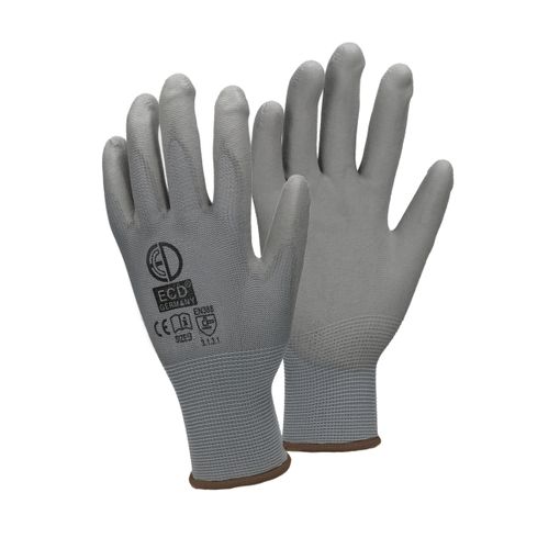 12x Guantes Revestimiento Pu Talla 9-l Gris Ideal Para