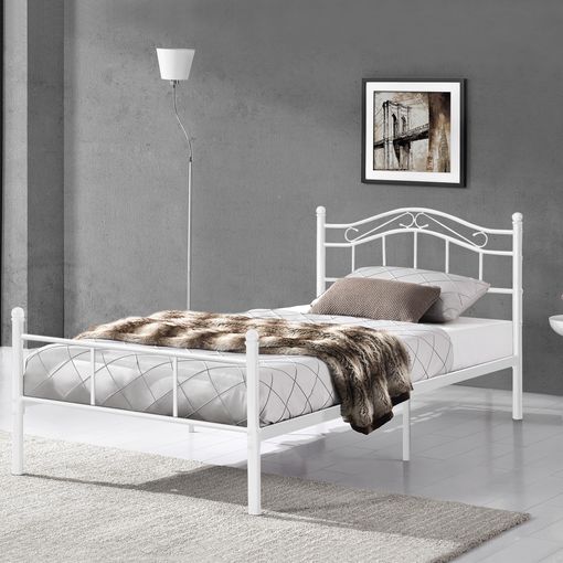 Cama Individual (florenz) Con Cabecero Curvado Y Somier Metal