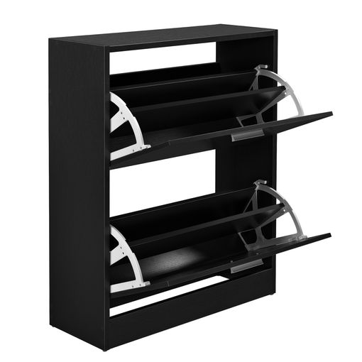 Mueble zapatero imitación haya 2 puertas negro con estante