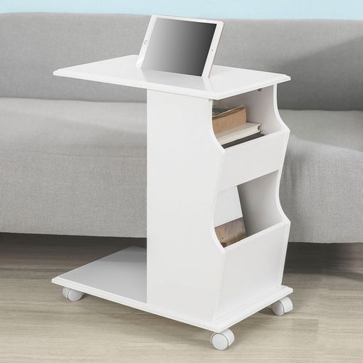 Mesa Auxiliar Lekeberg Aglomerado/madera 60 X 45 X 35 Cm Blanco / Roble  [en.casa] con Ofertas en Carrefour