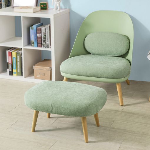 Sillón Con Taburete Reposapiés Con Patas De Haya