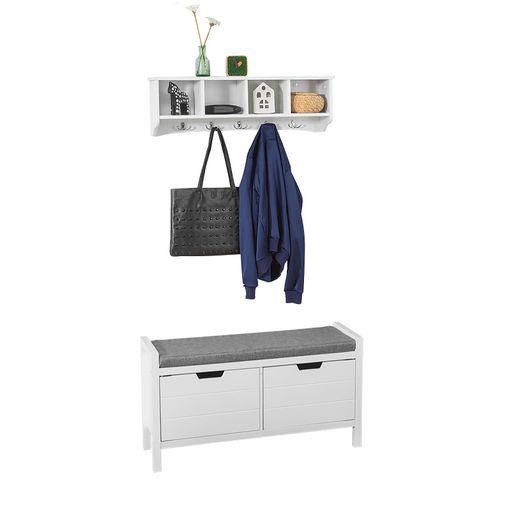 Mueble recibidor Zapatero con Perchero Gris+Blanco, FSR66-HG+FRG282-W SoBuy  ES