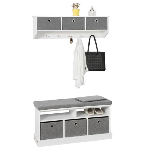 Mueble Recibidor Zapatero Con Perchero Gris+blanco con Ofertas en Carrefour