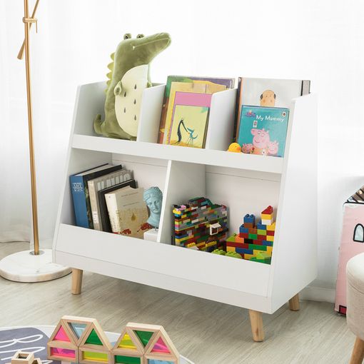 Librería Infantil Para Niños Con 3 Estanterías Blanco H80cm con