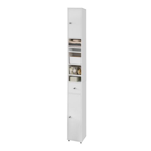 Armario Alto de Baño Mueble Baño Auxiliar Columna de Baño con 1  Comportamiento Abierto y 2 Puertas 34 x 30 x 170,5cm BZR91-W SoBuy ES