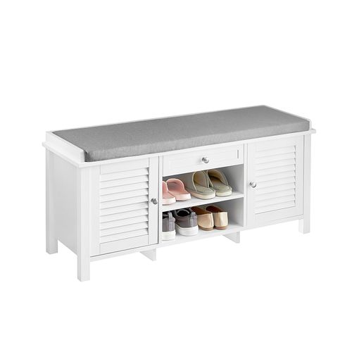 Banco zapatero con 2 puertas 2 estantes mdf blanco