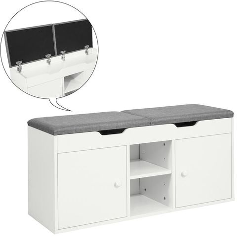 Mueble recibidor Zapatero con Perchero,Blanco,FSR63-W+FRG48-L-W