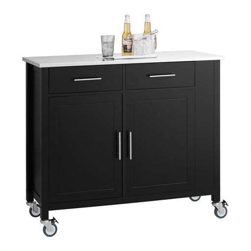 Carrito de Cocina Mueble de almacenaje con Ruedas Buffet Multifuncional con  Estante Lateral, Puertas y cajones 107x46x94 cm FKW108-W SoBuy ES