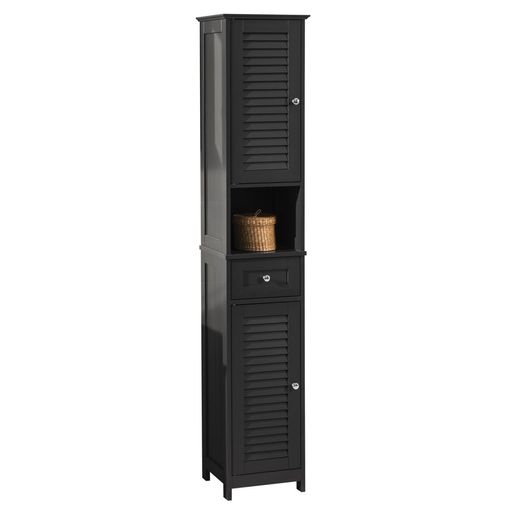 Mueble Columna De Baño, Armario Para Baño Alto,estanterías De Baño-2  Puertas Y 1 Cajón H 180 Cm Bzr34-w Sobuy Es con Ofertas en Carrefour