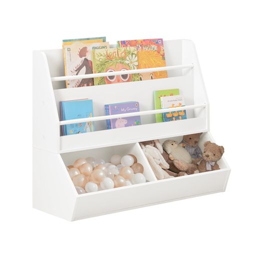 Librería Infantil para niños Estantería Infantil Organizador de Juguetes  Multifuncional con 1 Estante y 3 Cajas con Ruedas Blanco 63 x 32 x 80 cm  KMB71-W SoBuy ES