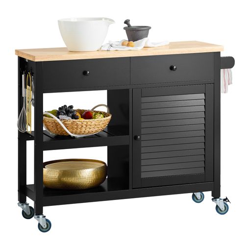 Carro De Almacenamiento Con 2 Cajones Camarera Con Ruedas Para Cocina Con 2  Estantes Y 1 Puerta Negro 105 X 40 X 85.5 Cm Fkw115-sch Sobuy Es con  Ofertas en Carrefour