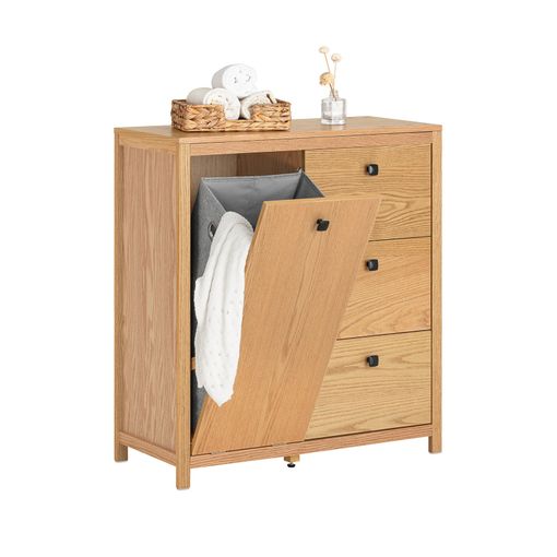 SoBuy BZR116-W Cesto para Ropa Sucia Armario Multifuncional de baño con 1  Cesto y 1 Cajón Blanco 40 x 40 x 96 cm ES