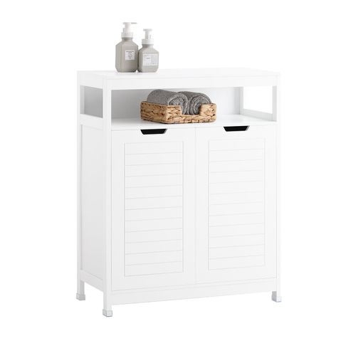 Armario Baño Con Pie Mueble Auxiliar Para Baño Con 2 Puertas Blanco 76 X 30  X 80 Bzr50-w Sobuy Es con Ofertas en Carrefour