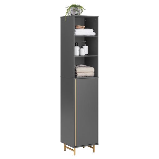 Armario Alto De Baño Mueble Baño Auxiliar Columna De Baño Con 1 Puerta Y 3  Estantes Abiertos 35 X 35 X 170 Cm Gris Bzr130-hg Sobuy Es con Ofertas en  Carrefour