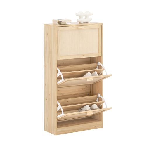 Mueble Recibidor Organizador De Zapatos Con Cajón Roble y Negro