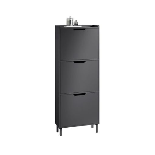 Mueble Recibidor Organizador De Zapatos Con Cajón Roble y Negro