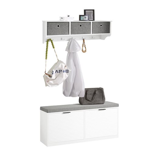 Mueble Recibidor Zapatero Con Perchero,blanco,fsr63-w+frg48-l-w Sobuy Es ( zapatero+perchero) con Ofertas en Carrefour