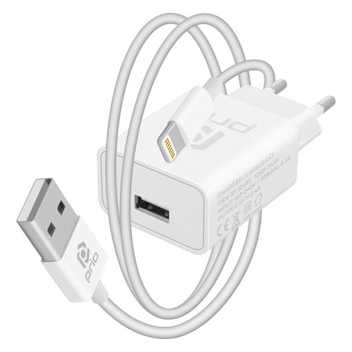 Cargador + Cable Lightning / Iphone Mfi Carga Rápida 2.4 A De Prio - Blanco