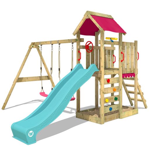 Wickey Parque Infantil de Madera MultiFlyer con Columpio y tobogán