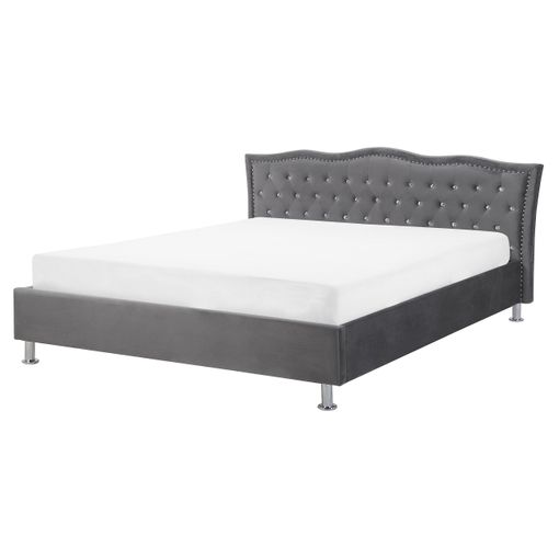 Estructura cama con cabecero terciopelo gris oscuro 160x200 cm