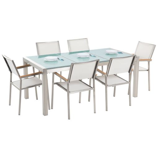 Juego Mesa 180cm y 6 Sillas Plegables Blanca