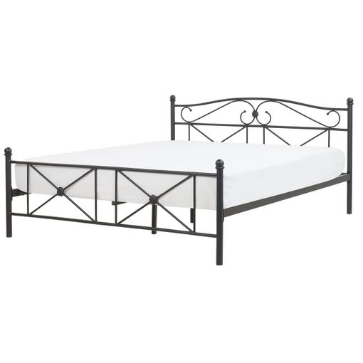 Cama De Metal Negra Con Cabecero Gris Y Somier 160x200 Cm Clamar con  Ofertas en Carrefour