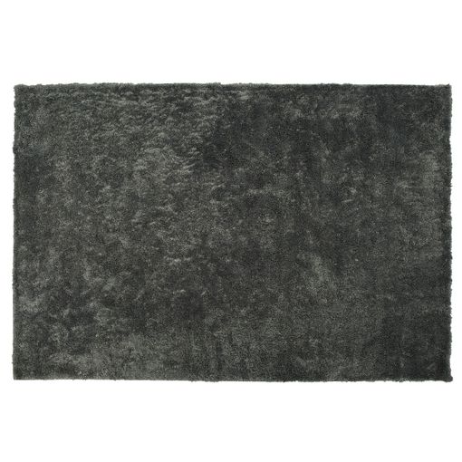 Alfombra Negra 80 X 150 Cm Poliéster Hecho A Mano Pelo Largo Evren