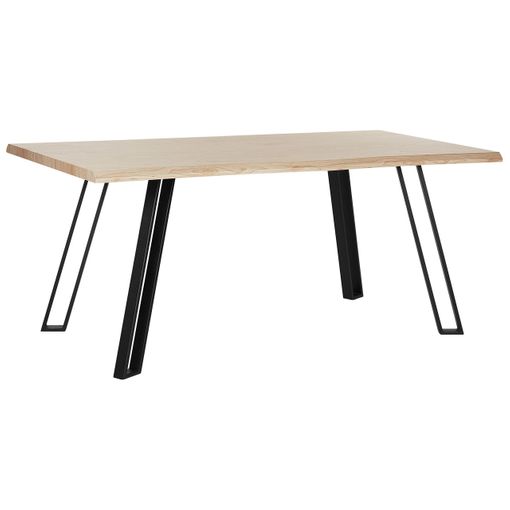 Mesa de comedor de madera de caucho clara/blanco 150 x 90 cm GEORGIA 