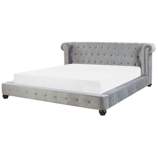 Cama Con Almacenaje De Terciopelo Gris Pardo 160 X 200 Cm Vincennes con  Ofertas en Carrefour