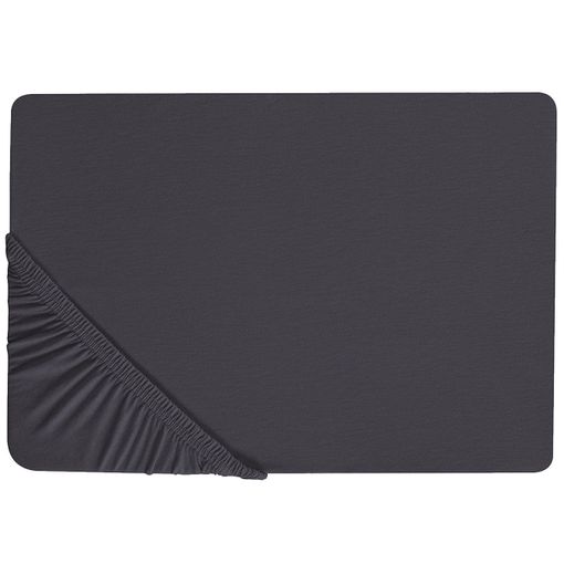 Sábana bajera ajustable lisa Negro cama 160 cm - 160x190/200 cm, 100%  algodón.