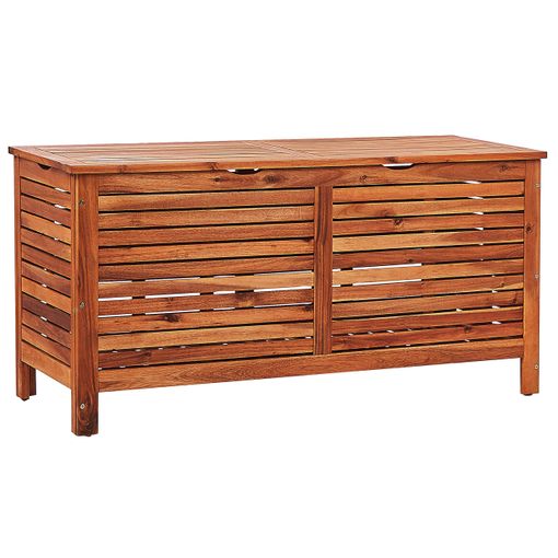 Arcón De Madera De Acacia Oscura 130 X 64 X 48 Cm Caja De