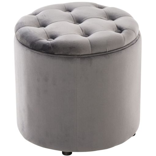 Clp Puff De Almacenaje Redondo Pantin Terciopelo Gris 44x44x Cm con Ofertas  en Carrefour