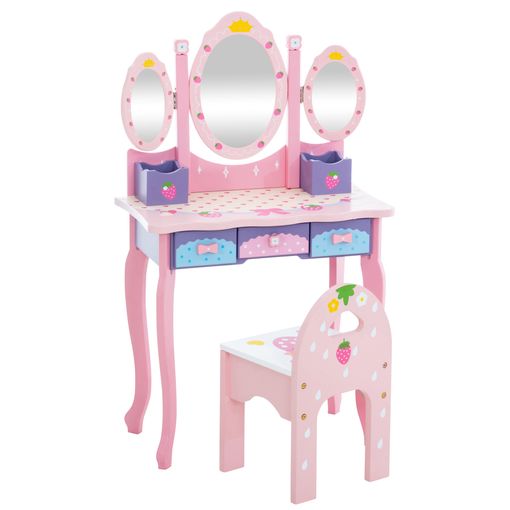 Clp Tocador Infantil Emilia Con Silla Madera Rosado 31x60x101 Cm con  Ofertas en Carrefour