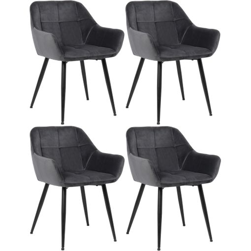 Pack De 4 Sillas Comedor, Salón Sweden En Terciopelo Gris Claro Patas Color  Madera con Ofertas en Carrefour