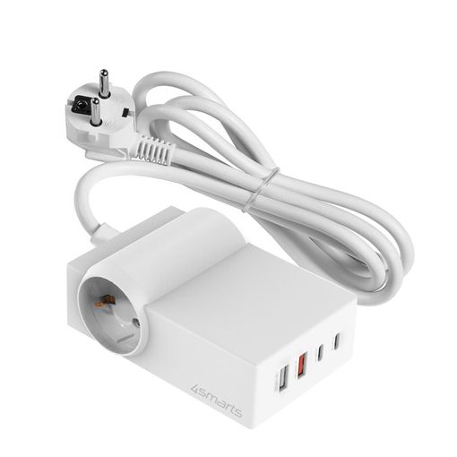 Regleta 2 Tomas + 2 Usb-c 65w + 2 Usb 24w Tecnología Gan 4smarts