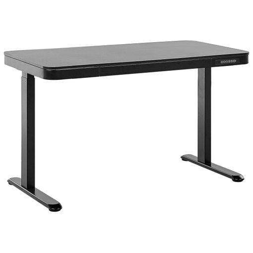 Escritorio de altura regulable eléctrico con puerto USB madera oscura/negro 120  x 60 cm KENLY 