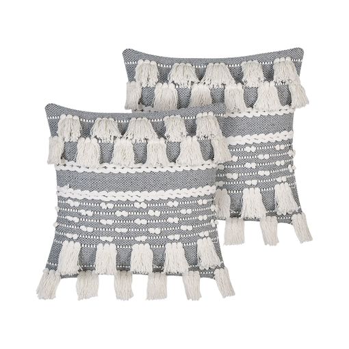 Lot de 2 coussins gris gaufrés 45 x 45 cm KONNI 