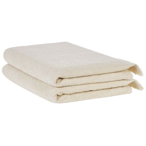 Conjunto De 2 Toallas De Algodón Beige Rizo Textura Borlas Decorativas Baño  Atiu - Beige con Ofertas en Carrefour