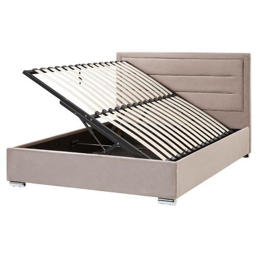 Cama Con Almacenaje De Terciopelo Gris Pardo 160 X 200 Cm Vincennes con  Ofertas en Carrefour