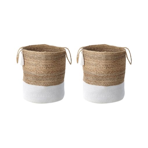 Cestas De Almacenaje 2 Uds Algodón Marrón Y Blanco Ø28x28 Cm Vidaxl con  Ofertas en Carrefour