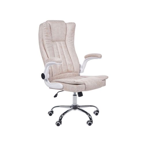 Silla de oficina reclinable de piel sintética beige/plateado OSCAR 