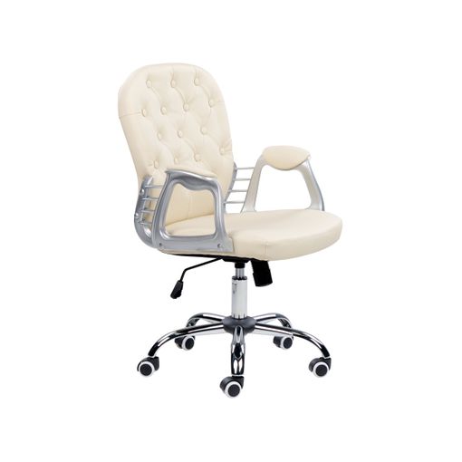 Silla de oficina reclinable de piel sintética beige/plateado OSCAR 