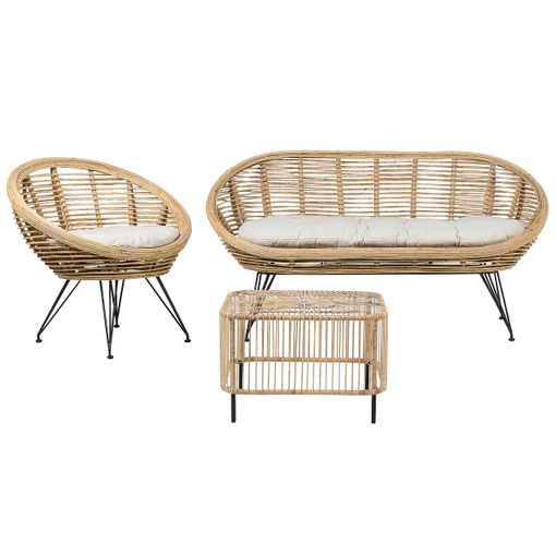 Conjunto Mesa + 2 Sillas De Ratán Pe Y Acero - Outsunny. Natural con  Ofertas en Carrefour