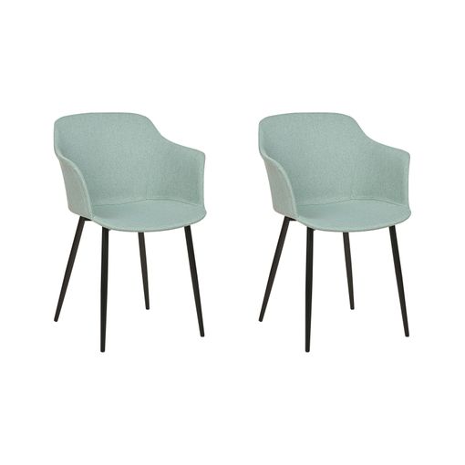 Conjunto de 2 sillas de comedor de terciopelo verde menta/negro