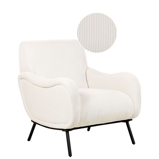 Sillón Salón Asiento Con Reposacabezas Diseño Glamour Tapicería De Tela  Patas Negras Blanco Soby - Blanco con Ofertas en Carrefour