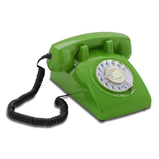 1 Teléfono manual vintage de color verde. teléfono fijo, teléfono