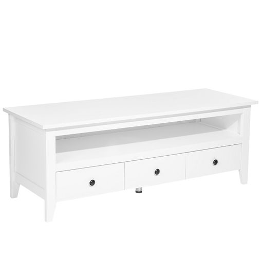 Mueble tv 3 cajones 2 huecos blanco/roble, madera maciza BOB